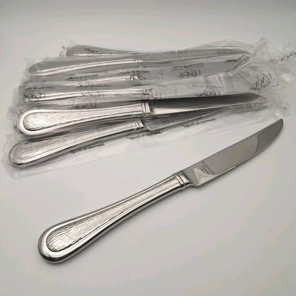 12 Piece Lenox Barlowe Steak Knives Set 18/10 Stainless Flatware Glossy Vietnam